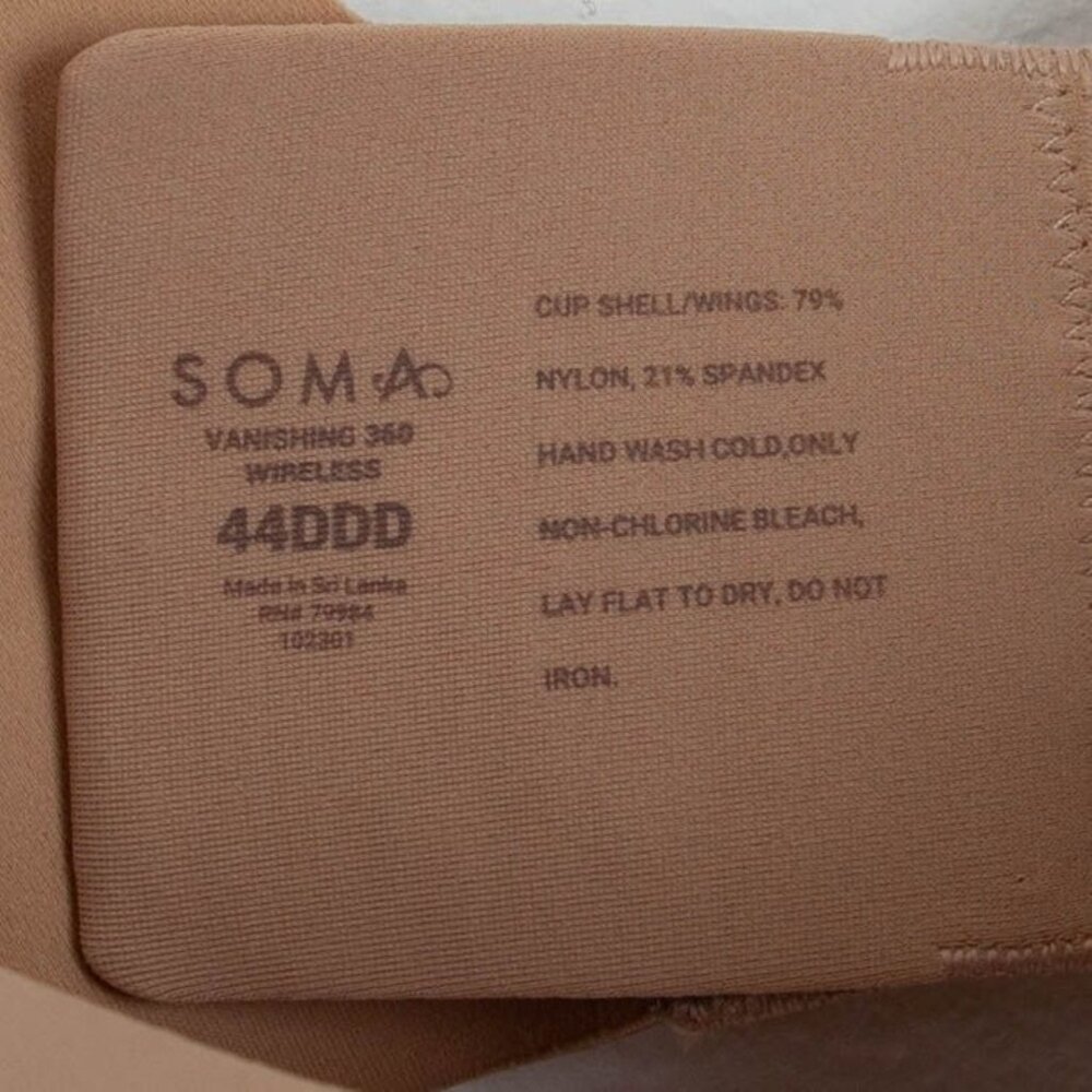 Soma Womens Vanishing 360 Wireless Bra Size 44DDD Nude Intimate Neutral Everyday - Picture 2 of 4